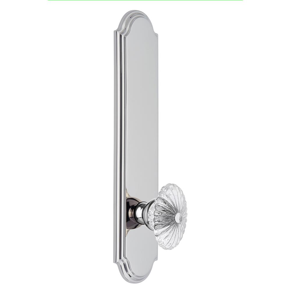Grandeur by Nostalgic Warehouse ARCBUR Arc Tall Plate Privacy with Burgundy Knob in Bright Chrome